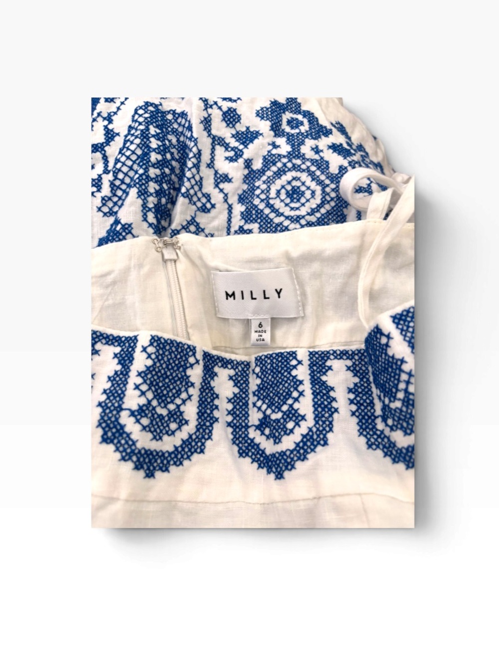 Milly Embroidered Mini Dress - Size 6 - Picture 4 of 4